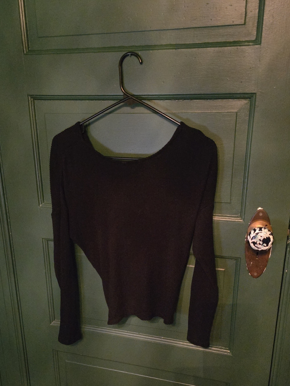 Candie's Reversible Black Long Sleeve Twist Knit Top